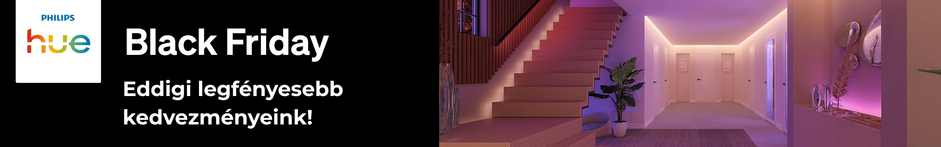 Banner Black Friday Philips Hue – bis zu –30 % auf intelligente Beleuchtung