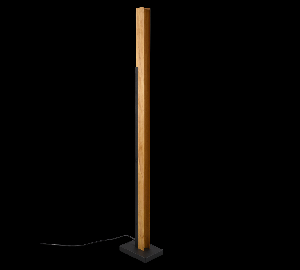 Touchdimmer, 1x16W - Trio Kerala schwarz, Holz 4-Phasen- Stehleuchte LED | 441610132 3000K | 1950lm