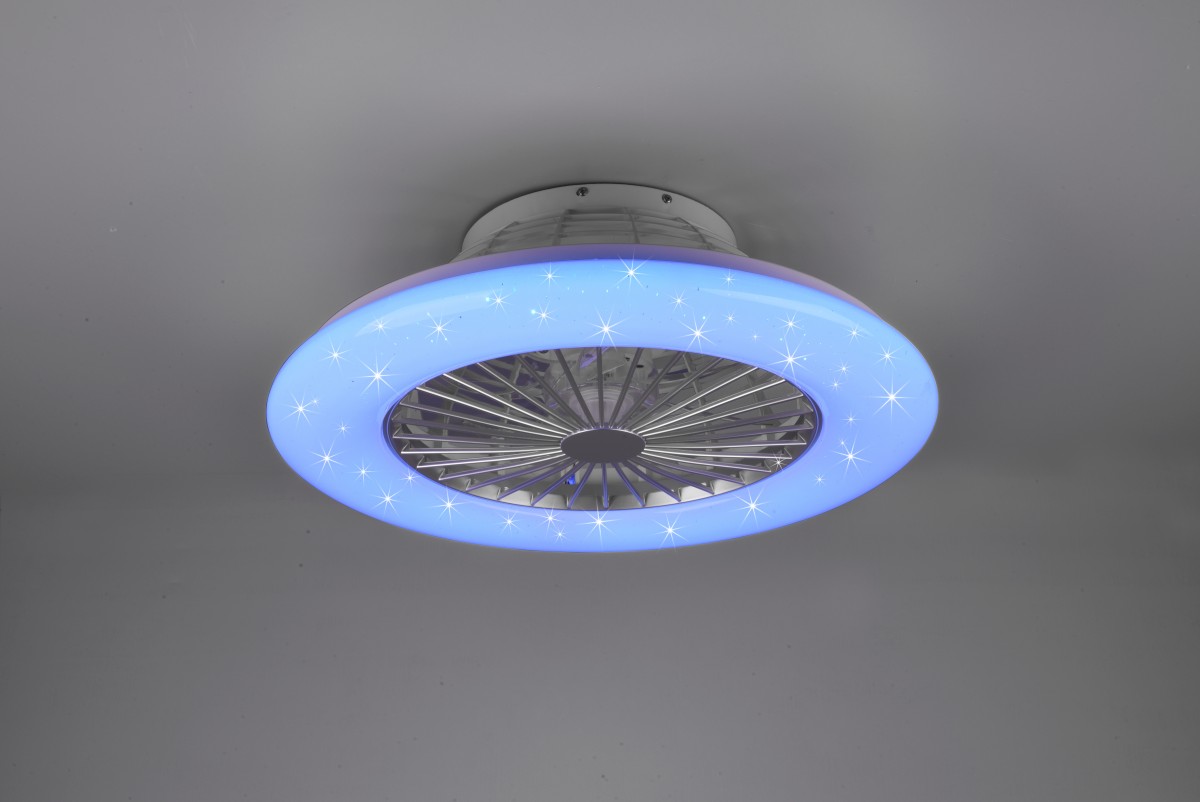 Trio R62522987 LED-Deckenleuchte mit Ventilator Stralsund 1x30w + 9W |  22200lm | 3000 - 6500K | RGB - separate Schalter, Fernbedienung, dimmbar, 3  Geschwindigkeiten, Timer, Sternwirkung, Nachtmodus, weiß