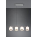 Trio R31554006 Pendelleuchte Davos 4x10W | E14 | IP20 - höhenverstellbar, Stoffschirm, chrom/weiss