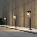 Trio 511660132 Säule Ardila 1x40W | E27 | IP44 - Dimmsensor, Licht ein/aus Schalter, mattschwarz, transparentes Glas