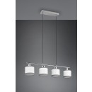 Trio R31554006 Pendelleuchte Davos 4x10W | E14 | IP20 - höhenverstellbar, Stoffschirm, chrom/weiss