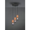 TRIO 304330332 Pendelleuchte Tosh 3x40W | E27 | IP20 - schwarz mit braun