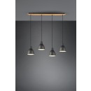 Trio 310700432 4x40w Hängende Deckenleuchte Henley | E27 - einstellbare Höhe, Holz, schwarz