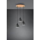Trio 310730332 3x40w Hängende Deckenleuchte Henley | E27 - einstellbare Höhe, Holz, schwarz