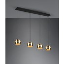 Trio 313300408 Hängende Deckenleuchte Flincher 4x40w | E14 - einstellbare Höhe, Messing