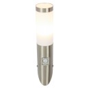 Globo 3157S Außenwandleuchte mit Bewegungssensor Boston 1x60W | E27 | IP44 - Edelstahl, opal