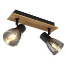 Globo 54307-2W Deckenleuchte Claude 2x40W | E14 - Schwarz, Holz, Rauch