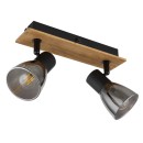 Globo 54307-2W Deckenleuchte Claude 2x40W | E14 - Schwarz, Holz, Rauch