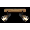 Globo 54307-2W Deckenleuchte Claude 2x40W | E14 - Schwarz, Holz, Rauch
