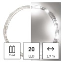 Emos D3AC07 Weihnachtskette Nano Kette 1,9m 20 LEDs | 1,28 W | 2xAA - Kaltweiß, Timer, Silber