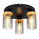 Globo15557-3D Deckeneinbauleuchte Finca 3x40W | E27 - Schwarz, Holz, Rauch