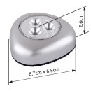 Globo 31909 LED Lampe Pushlight Flashlight 3x0,21W | 20LM | 6400K - Knopfschalter, inklusive Batterien 3xAAA, silber