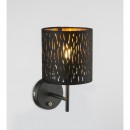 Globo 15264W Wandleuchte Tuxon 1x40W | E14 - Schalter auf dem Körper, schwarz, gold
