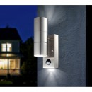 Globo 3201-2SL Außenwandleuchte Style mit Bewegungssensor 2x5W | GU10 LED | 210L | 3000K - inklusive Leuchtmitteln, Edelstahl