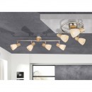 Globo 54352-4 Wand- oder Deckenleuchte Gylfi 4x40W | E14 - Opal, matt, Nickel, Holz