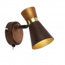 Globo 54808-1 Wandleuchte Aeron 1x25W | E14 - Schalter auf dem Körper, Rost, gold