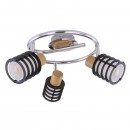 Globo 54816-3 Deckenleuchte Ricci 3x40W | E14 - chrom, Holz, schwarz