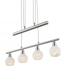 Globo 54341-4Z Pendelleuchte Elliott 4x5W| E14 LED | 1280lm | 3000K - inklusive Leuchtmitteln, höhenverstellbar, Glas, matt, Nickel