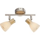 Globo 54352-2 Wand- oder Deckenleuchte Gylfi 2x40W | E14 - Opal, matt, Nickel, Holz