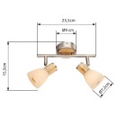 Globo 54352-2 Wand- oder Deckenleuchte Gylfi 2x40W | E14 - Opal, matt, Nickel, Holz