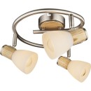 Globo 54352-3 Deckenleuchte Gylfi 3x40W | E14 - Opal, matt, Nickel, Holz
