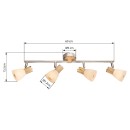 Globo 54352-4 Wand- oder Deckenleuchte Gylfi 4x40W | E14 - Opal, matt, Nickel, Holz