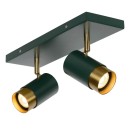 Lucide 35913/02/33 FLORIS Deckenstrahler D100mm | 2xGU10 - grün, Messing