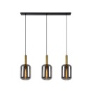 Lucide 45494/03/65 JOANET Deckenleuchte 3xE27 - schwarz, Messing, Rauchglas