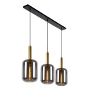 Lucide 45494/03/65 JOANET Deckenleuchte 3xE27 - schwarz, Messing, Rauchglas