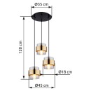Globo 15560-3H Deckenleuchte Milley 3x60W | E27 - Schwarz, Messing, Rauch