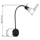 Globo 57310B Wandleuchte Milly 1x35W | GU10 - Schalter am Körper, flexibler Arm, schwarz