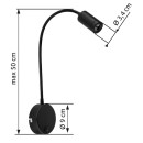 Globo 57311B LED Wandleuchte Milly 1x3W | 180lm | 3000K - Schalter am Gehäuse, schwarz