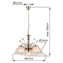 Globo 69007-5H Hängeleuchte Posadas 5x60W | E27 - Messing, weiß