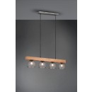 Trio R3070406 Deckenleuchte Cestino 4x28W | E14 - Antiknickel, Holz