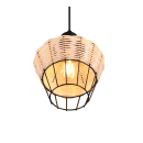 Trio R31261036 Pendelleuchte Borka 1x40W | E27 - höhenverstellbar, schwarz, natur