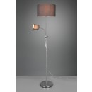 Trio R40192007 Stehleuchte Leuchte Owen 1x42w + 10W | E27 + E14 - Flexibler Arm, getrennte Schalter, mattes Nickel, Grau
