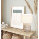 Trio R51131036 Tischleuchte Rike 1x40W | E27 - Kabelschalter, weiß, natur