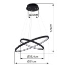 Globo 67192-42B LED Pendelleuchte Ralph 1x42W | 1500lm | 3000K - dimmbar, Memoryfunktion, schwarz, opal