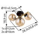 Globo 56135-3W LED-Deckenleuchte Riha 3x3W | G9 | 240lm | 3000K - Schwarz, Messing, Bernstein