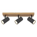 Globo 57911-3G Deckenleuchte Robby 3x35W | GU10 - schwarz, Holz