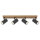 Globo 57911-4G Deckenleuchte Robby 4x35W | GU10 - schwarz, Holz
