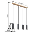 Globo 57911-4HG Pendelleuchte Robby 4x35W | GU10 - schwarz, Holz
