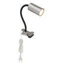 Globo 57911K Tischleuchte mit Clip Robby 1x25W | GU10 - Kabelschalter, flexibler Arm, Nickel, schwarz