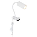 Globo 57911KW Tischleuchte mit Clip Robby 1x25W | GU10 - Kabelschalter, flexibler Arm, weiß