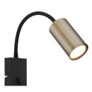 Globo 57911WM Wandleuchte Robby 1x25W | GU10 - Schalter am Körper, flexibler Arm, schwarz, Messing