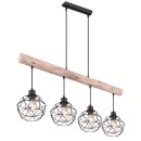 Globo 15416-4 Deckenleuchte Theodor 4x60W | E27 - schwarz, Holz