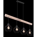 Globo 15416-4 Deckenleuchte Theodor 4x60W | E27 - schwarz, Holz
