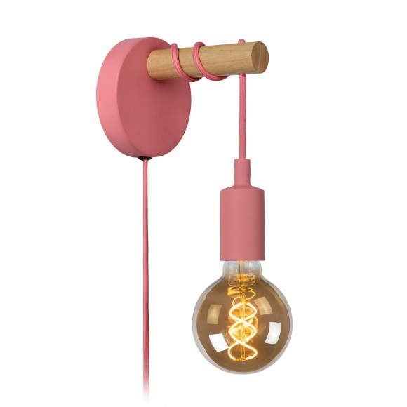 Lucide 08227/01/66 Wandleuchte Pola 1x60w | E27 - Rosa, Metall, einstellbare Länge