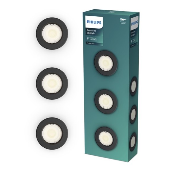 Philips 8721103037091 Set von Einbauleuchten Peridot  GU10 | schwarz